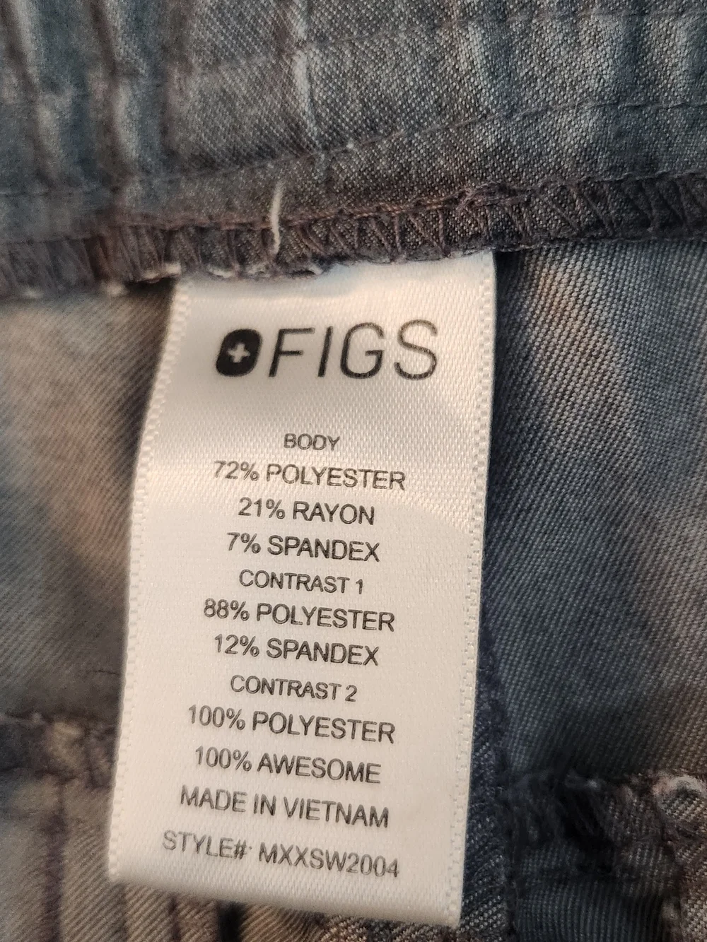 Figs Men's Gray Jogger Scrub Pants with Green Drawstring Size M